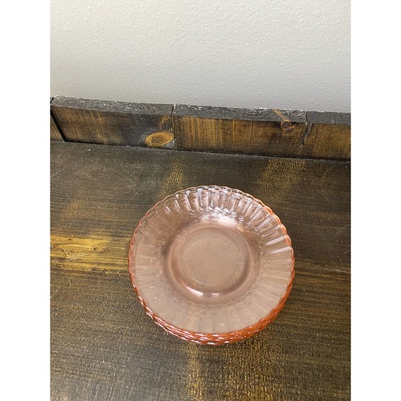 Set of 4 Pink Fortecrisa Ribbed Saucers Vintage - Picture 1 of 5